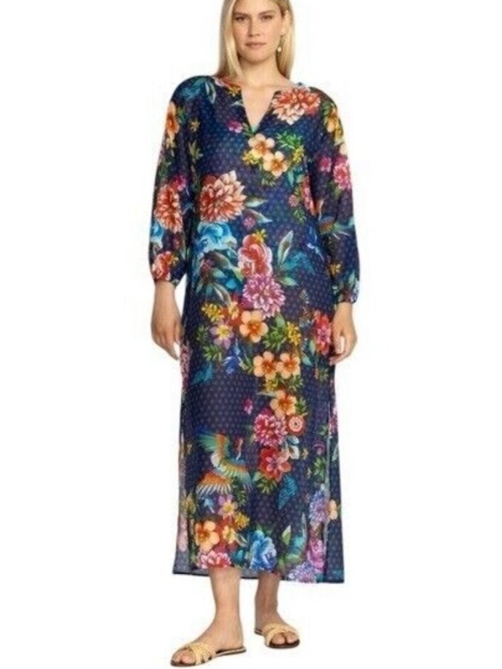 JOHNNY WAS ocean dreamer puff sleeve maxi cover up NWT SZ XL